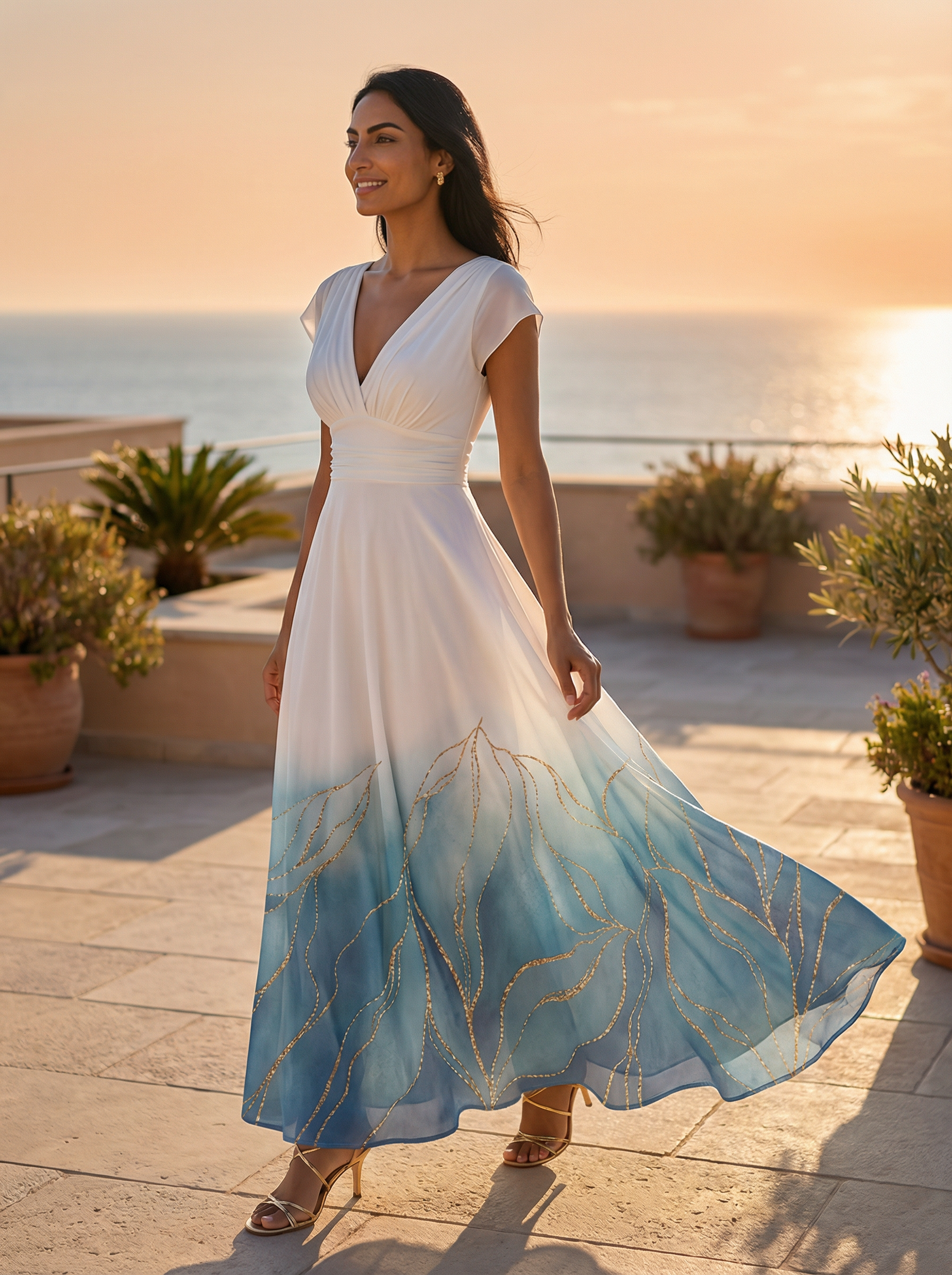 Inaya portant la robe : rendu lifestyle Klayn